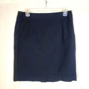 BANANA REPUBLIC Size 8 Navy Twill Pencil Skirt w/Pockets Career‎ School Uniform